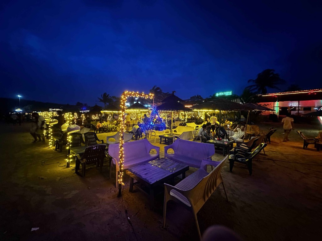 dinner at the beach with outdoor seating