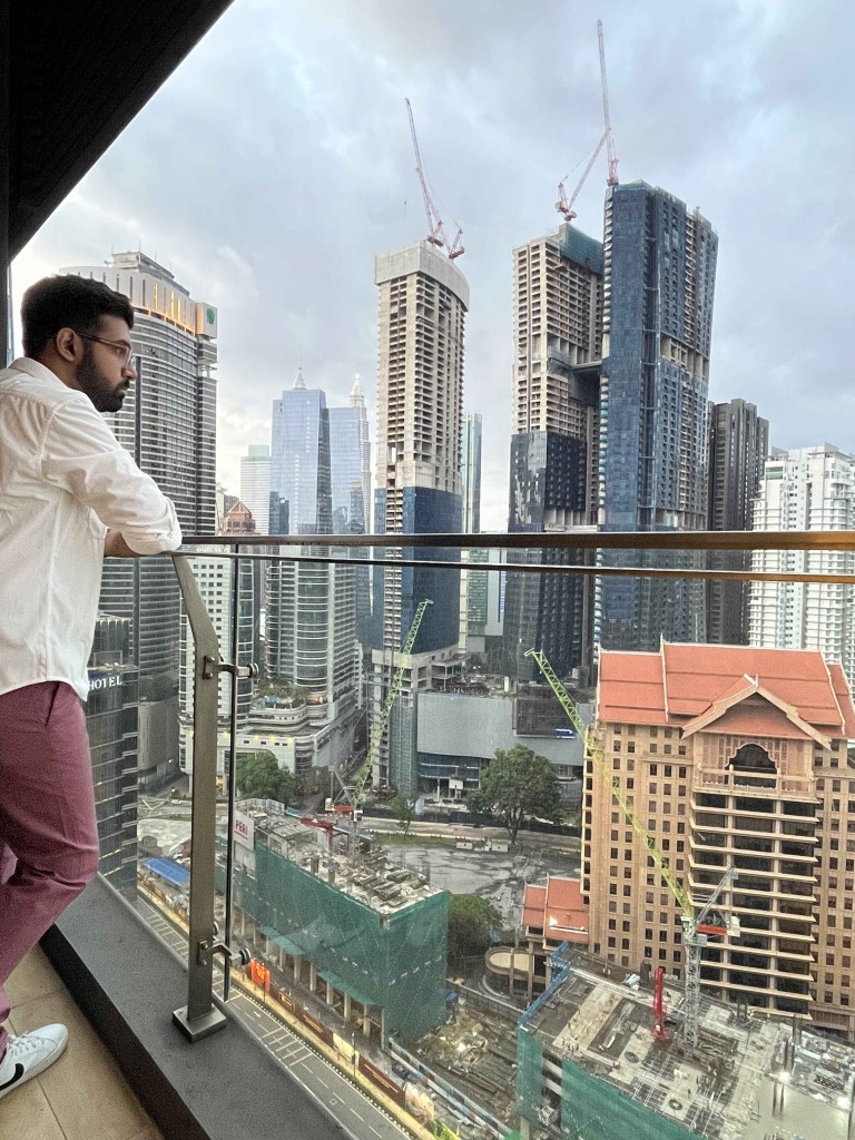 balcony view overlooking the Petronas