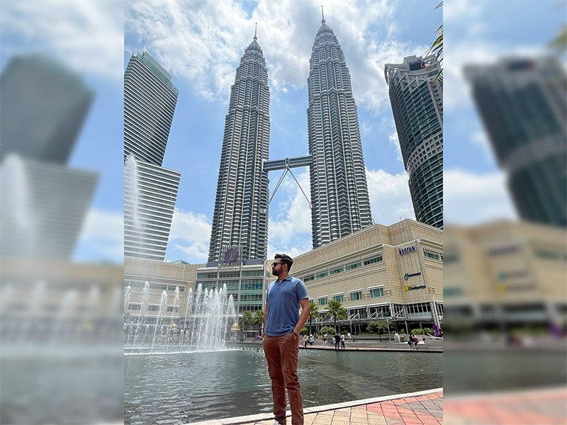 me in front of the Petronas Towers